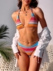 ZAFUL Colorful Stripes High Cut Ribbed Bikini Swimwear L Multi a