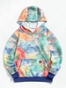 ZAFUL Colorful Tie Dye Print Applique Detail Hoodie 2xl