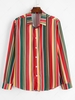 ZAFUL Colorful Vertical Striped Button Up Casual Shirt 2xl