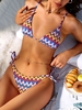 ZAFUL Colorful Zig Zag Ribbed String Bikini Swimwear M