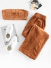 ZAFUL Comfy Fleece Bandeau Top and Pants Set L Coffee