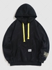 ZAFUL Contract Color Drawstring LOS ANGELES Embroider Fleece-lined Hoodie M Black