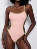 ZAFUL Contrast Binding Cheeky One-piece Swimsuit Xl Light pink