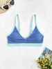 ZAFUL Contrast Binding Colorblock Bikini Top M Blue