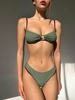 ZAFUL Contrast Binding O Ring Bikini Swimwear M Deep green