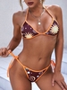 ZAFUL Contrast Binding Sun Moon and Star String Bikini Swimwear L Dark orange