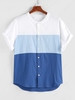 ZAFUL Contrast Button Up Shirt Xxl Light blue