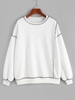 ZAFUL Contrast Overlocking Round Neck Sweatshirt L White