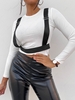 ZAFUL Contrast Panel Buckles Cropped Tee L White