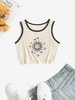 ZAFUL Contrast Piping Sun Star Graphic Cropped Tank Top L Black