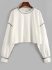 ZAFUL Contrast Stitching Crop Sweatshirt Xl White