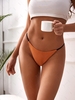 ZAFUL Contrast Strap Tanga String Bikini Bottom M Coffee