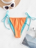 ZAFUL Contrast Strap Tie Side Tanga Bikini Bottom L Orange