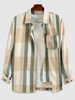 ZAFUL Contrast Stripe Long Sleeve Shirt Xxl Light coffee