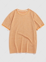 ZAFUL Contrast Trim Knitted Ringer Tee L Light orange
