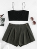 ZAFUL Contrast Zip Fly Cami Two Piece Set L Black