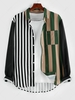 ZAFUL Contrasting Striped Patchwork Long Sleeve Shirt Xl