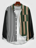 ZAFUL Contrasting Striped Patchwork Long Sleeve Shirt Xl