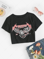 ZAFUL Cool Letter Graphic Baby Tee M Black