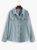 ZAFUL Corduroy Button Up Flap Detail Jacket Xl Blue gray