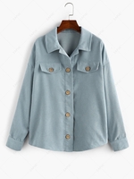 ZAFUL Corduroy Button Up Flap Detail Jacket Xl Blue gray