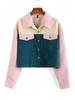 ZAFUL Corduroy Color Blocking Flap Pocket Jacket M Deep green