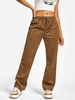 ZAFUL Corduroy Drawstring Straight Pants L Coffee