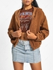 ZAFUL Corduroy Drop Shoulder Hooded Pocket Jacket L Deep coffee