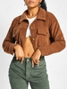 ZAFUL Corduroy Drop Shoulder Pocket Crop Jacket M Coffee