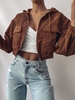 ZAFUL Corduroy Drop Shoulder Pocket Hooded Jacket L Chestnut