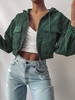 ZAFUL Corduroy Drop Shoulder Pocket Hooded Jacket L Deep green