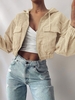 ZAFUL Corduroy Drop Shoulder Pocket Hooded Jacket L Light khaki