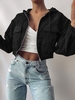 ZAFUL Corduroy Drop Shoulder Pocket Hooded Jacket M Black
