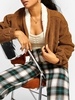 ZAFUL Corduroy Drop Shoulder Teddy Lined Jacket S Coffee