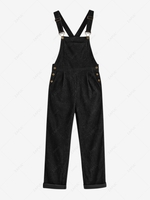 ZAFUL Corduroy Front Pocket Criss Cross Overall L Black