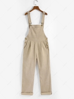 ZAFUL Corduroy Front Pocket Criss Cross Overall L Light coffee