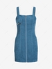 ZAFUL Corduroy Front Zip Pocket Bodycon Dress L Blue