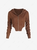 ZAFUL Corduroy Hooded Corset Style Jacket M Deep coffee