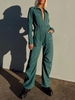 ZAFUL Corduroy Patch Pocket Zip Front Jumpsuit L Green