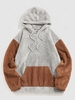 ZAFUL Corduroy Patchwork Polar Fleece Fluffy Hoodie S Dark gray