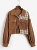 ZAFUL Corduroy Plaid Short Cargo Jacket Xl Red dirt