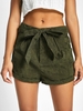 ZAFUL Corduroy Pocket Belted Rolled Hem Shorts L Deep green