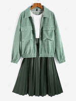 ZAFUL Corduroy Pocket Drop Shoulder Jacket L Light green