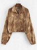 ZAFUL Corduroy Pocket Pull Ring Drop Shoulder Jacket L Light coffee