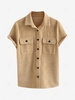 ZAFUL Corduroy Pocket Shirt L Light coffee