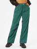 ZAFUL Corduroy Pocket Wide Leg Pants S Deep green