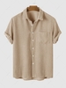 ZAFUL Corduroy Solid Color Casual Short Sleeves Shirt L Light coffee