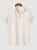 ZAFUL Corduroy Solid Color Casual Short Sleeves Shirt L White