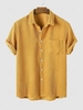 ZAFUL Corduroy Solid Color Casual Short Sleeves Shirt S Deep yellow