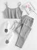 ZAFUL Crop Cami Top and Tie Two Piece Pants Set Xl Light gray